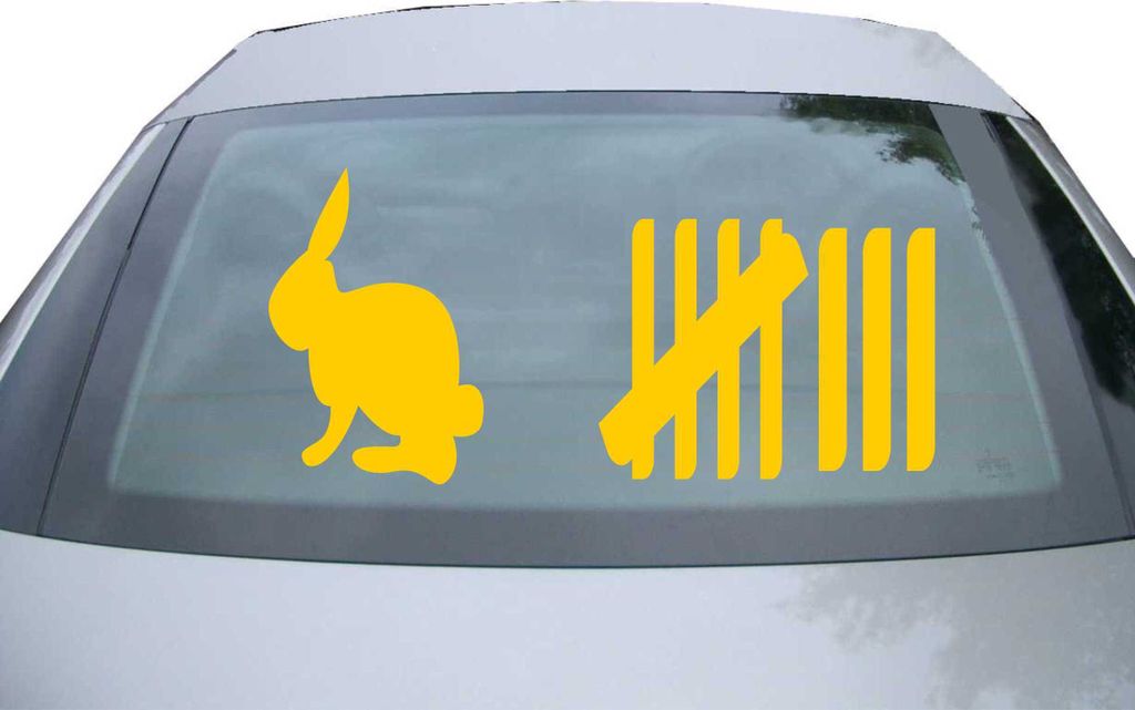 Indigos UG - Aufkleber Heckscheibe & Motorklappe DE6024 - gold - 600x285 mm - Rabbit Society - Auto Scheiben Fenster Heckklappe Tuning Racing JDM -...