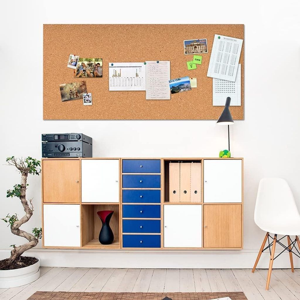 Korktafel 40x120 cm 8 mm selbstklebend - Fotos aufhängen - Korkstäbchen - Büro Schule Zuhause