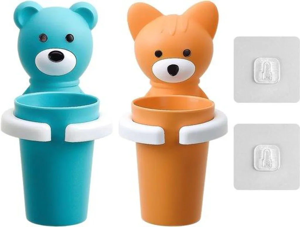 Rangement Brosse à Dents Enfant Mural : Lot de 2 Supports à Ventouse