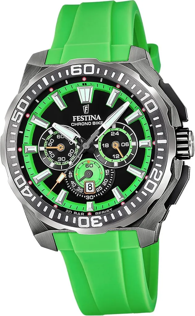 Montre Festina Chrono Bike F20725/3 Homme avec Bracelet Caoutchouc Vert