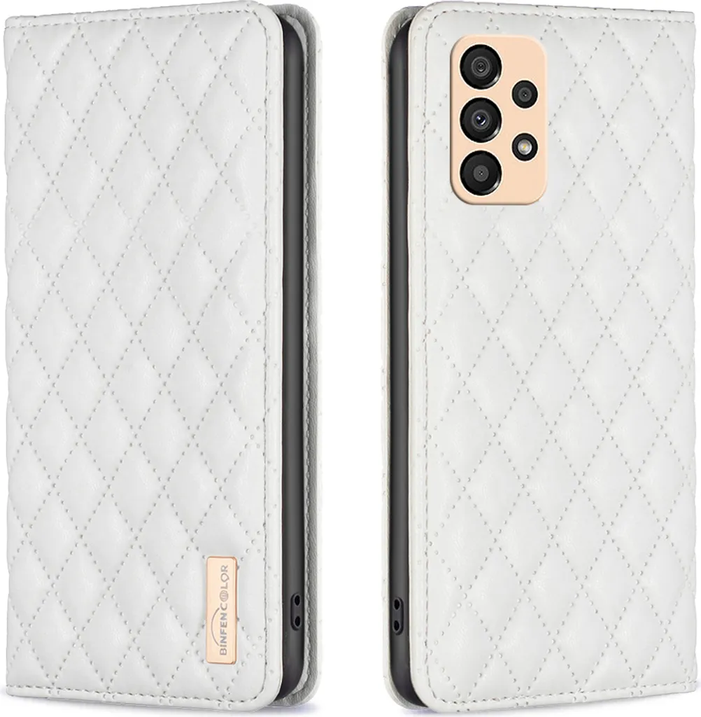 Cover Antiurto Samsung Galaxy A33 5G Bianca Pelle con Supporto