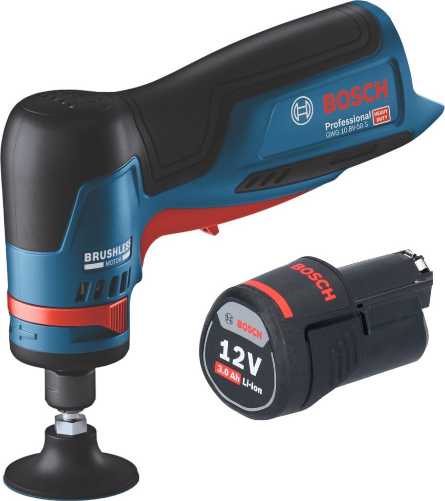 Bosch GWG 12V-50 S Professional Akku Geradschleifer 12 V 6 mm Brushless + 1x Akku 3,0 Ah - ohne Ladegerät