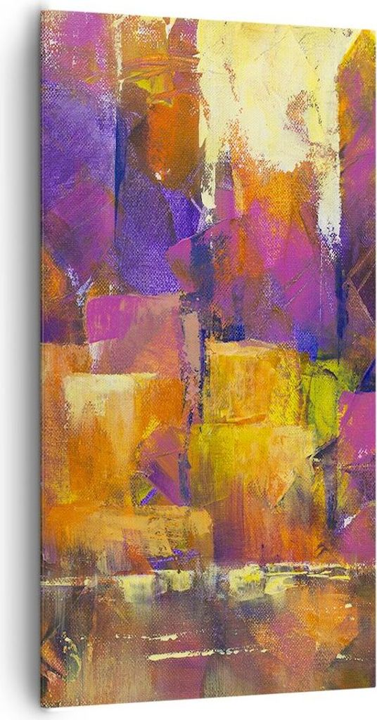 Bild auf Leinwand - Leinwandbild - Einteilig - Abstraktion Stadt Wolkenkratzer - 65x120cm - Wand Bild - Wanddeko - Wandbilder - Leinwanddruck - Bil...