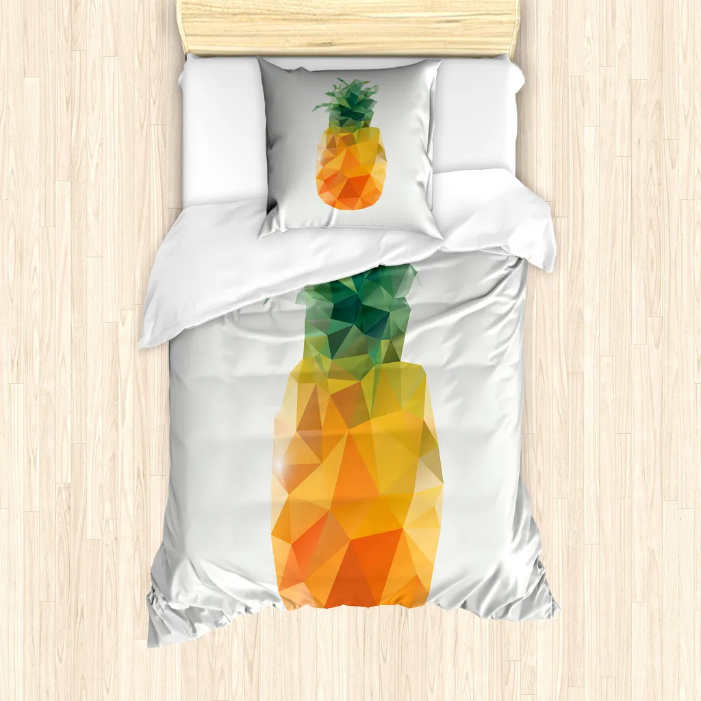 Letto Singolo Style: Set Copripiumino Verde e Arancio ABAKUHAUS