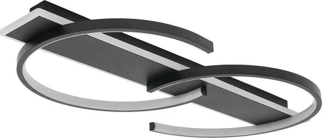 Plafonnier LED 2 Anneaux 42W Noir - Luminaire Dimmable avec Télécommande