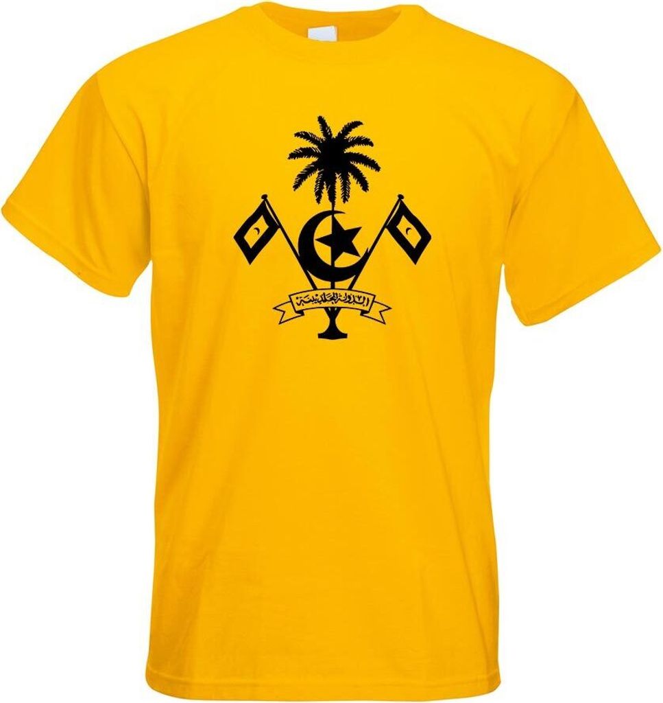 Kiwistar - T-Shirt - gelb - Malediven Wappen Motiv Bedruckt Funshirt Design Print - mit Motiv Bedruckt - Funshirt Design - Sport - Freizeit - Herre...