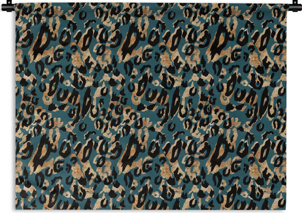 MuchoWow Wandteppich Wandbehang Tigerdruck - Tierdruck - Türkis 150x112 cm Tapisserie Dekoration Wandtuch - Wanddecke - Wandteppiche