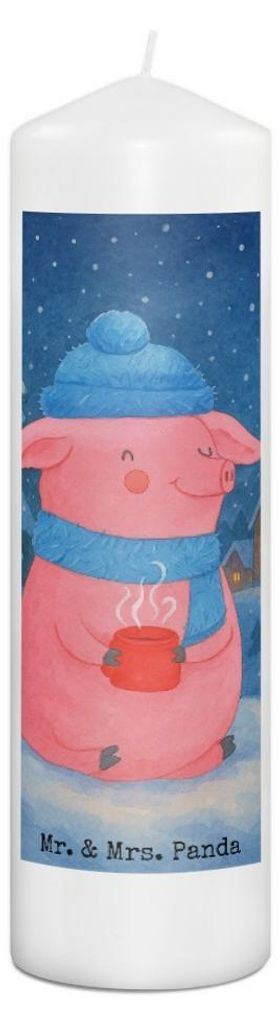Mr. & Mrs. Panda Kerze Schwein Glühwein Design 29 x 8 cm XL - Weiß - Geschenk, Weihnachtsmarkt, Erinnerungslicht, Stumpenkerze, Weihnachten, Erin...