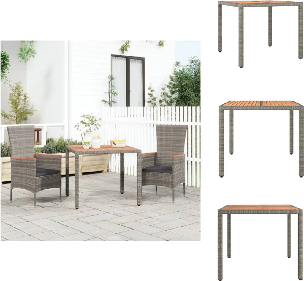 Tavolo vidaXL per Terrazza: Legno di Acacia e Rattan Grigio Elegante