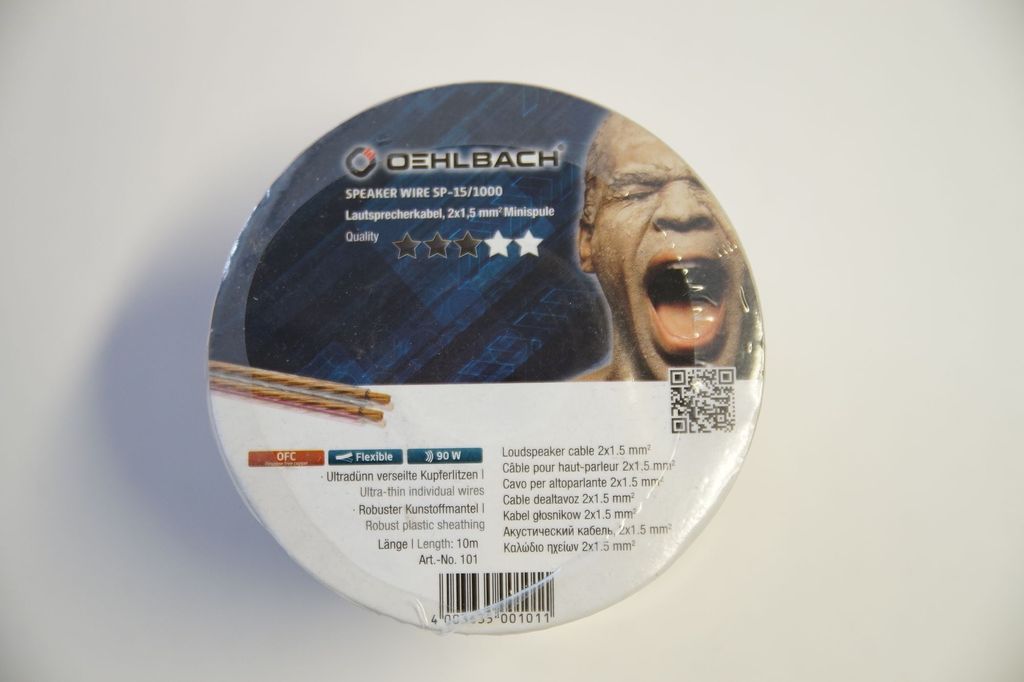 Oehlbach Lautsprecherkabel 2 x 1,5 mm² transparent 10 Meter Spule