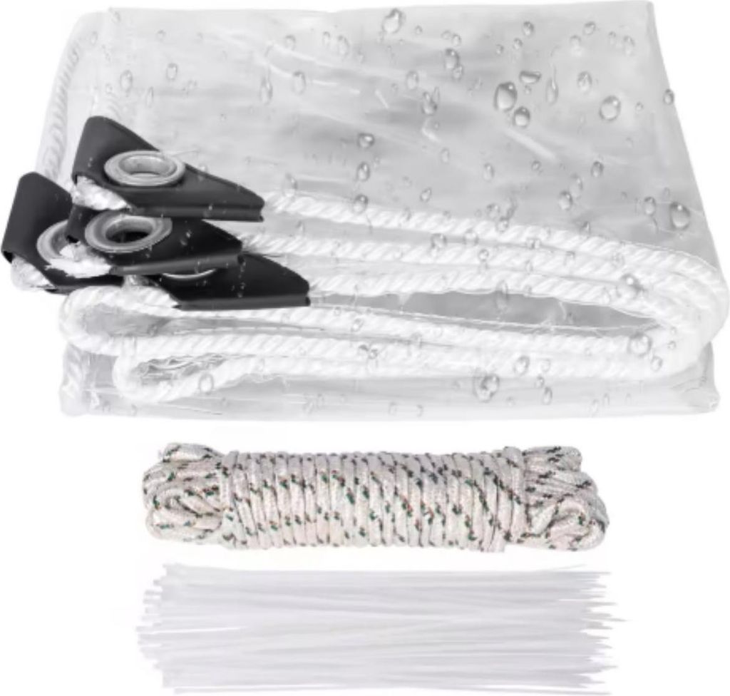 Transparentes PVC-Planen-Tuch – Wasserdicht – Mit Ösen – Wetterfest – Plane für Gartenmöbel oder Veranda – 300x600 cm