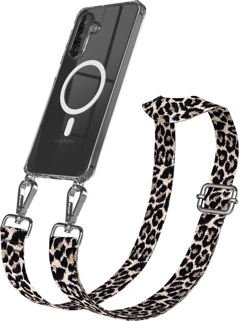 EAZY CASE - Handykette mit MagSafe Hülle für Samsung Galaxy A26, Handyband Leo Style, Karabiner Silber, Umhängeband in Taupe