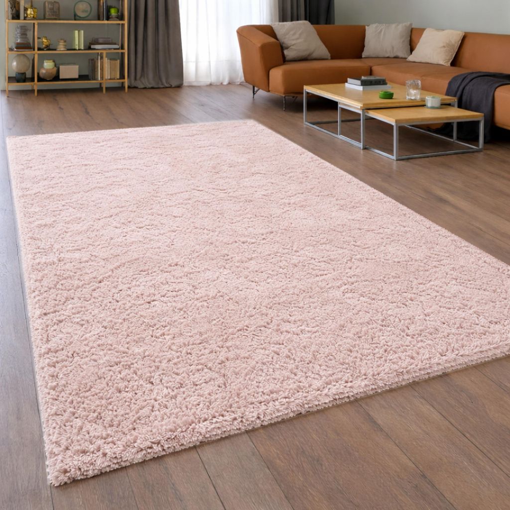 Flauschiger Shaggy Teppich in rosa Größe - 140 x 200 cm