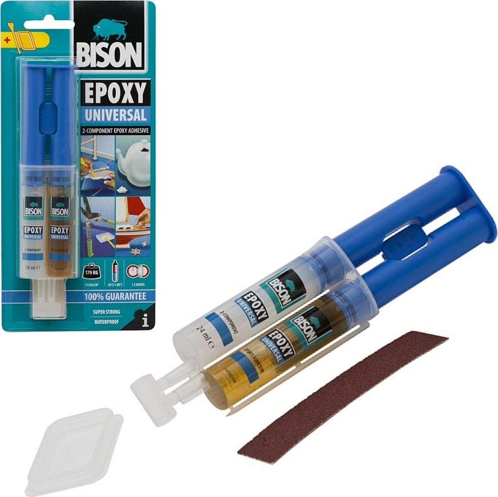 Bison - Epoxidkleber für Metall, Stein, Beton - Flüssiger Stahl Universal - 2 Komponenten - Super Strong