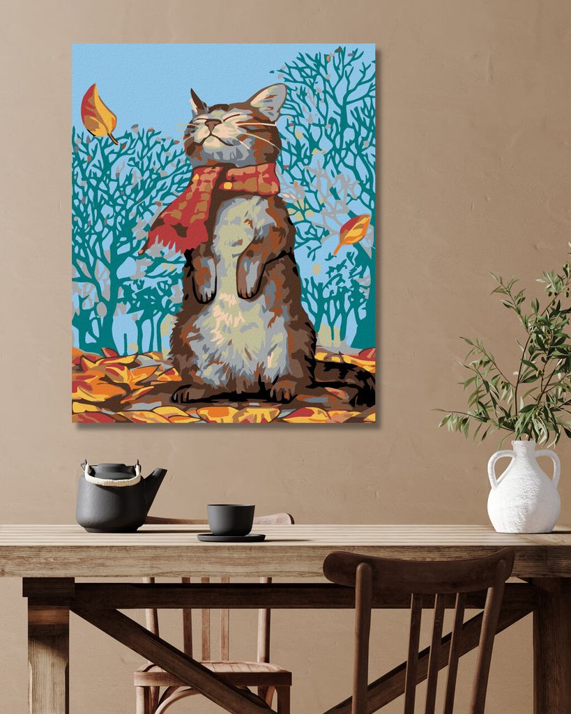 ZUTY Malen Nach Zahlen – Kater In Der Bibliothek, 40x50 Cm Mit Keilrahmen, Inkl. Farben & Pinsel