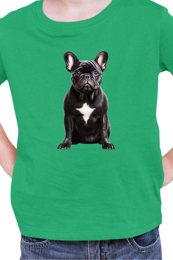 Kinder T-Shirt Dogs Breeds French Bulldog Dog Breed 006, 3-4 Jahr - 104 / Grün