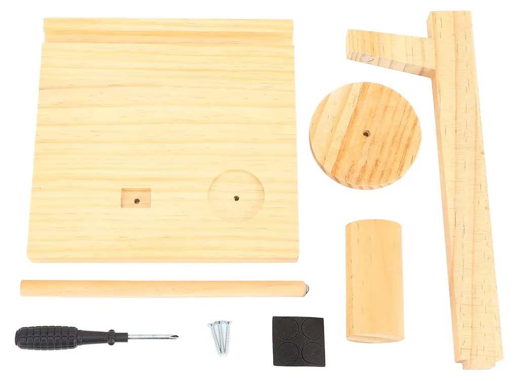Support de laine tournant en bois naturel avec pose-téléphone intégré