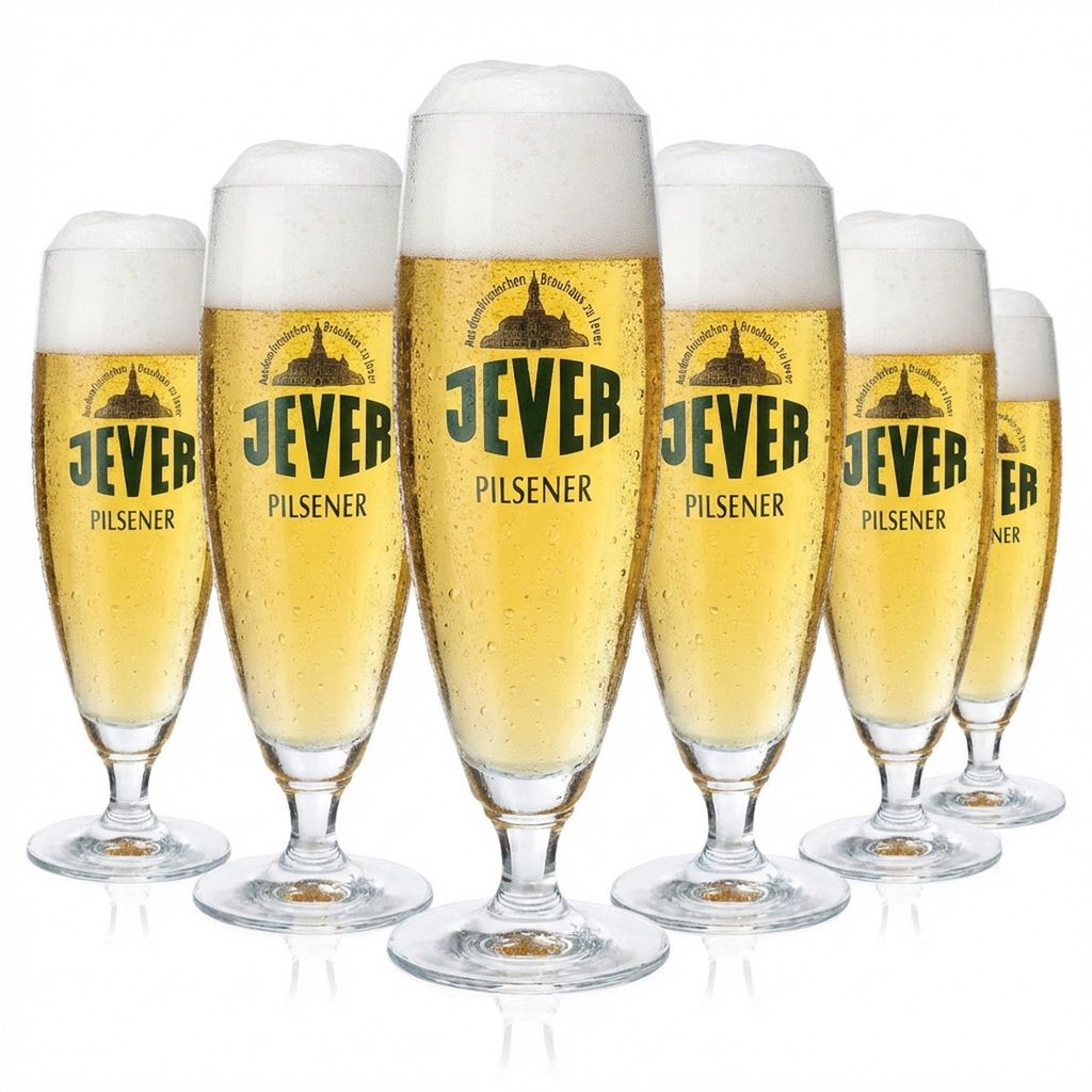 6x Jever Bier Glas 0,3l Pokalglas Biergläser "Pilsener" Produktbild 