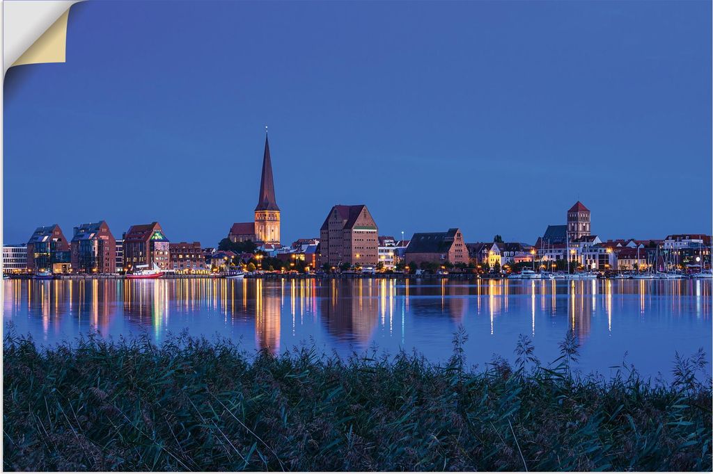 ARTland Wandbild, selbstklebend Warnow Hansestadt Rostock am Abend Größe: 60x40 cm