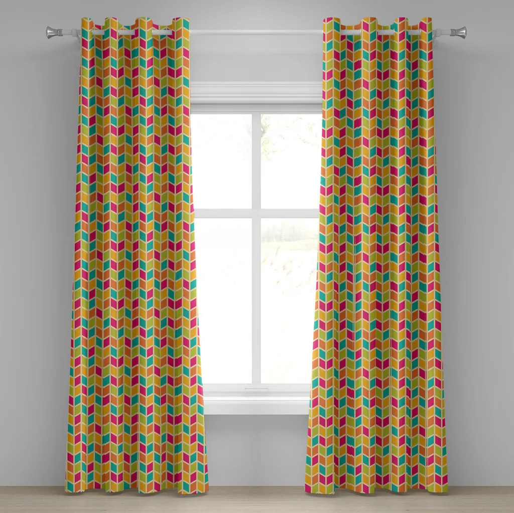 Tenda Occhielli ABAKUHAUS: Design Geometrico Zig-Zag Multicolore