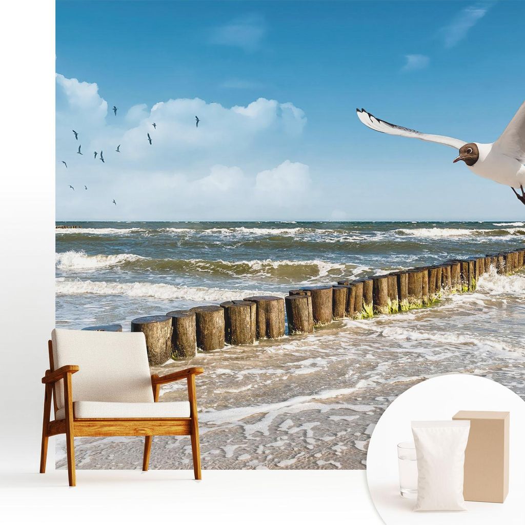 Fototapete - 250x250 cm - Tapete - Wandtapete - Wandbilder - Dekofolie - Tapete Folie - Wand - Dekoration - Wohnzimmer - Küstenlandschaft