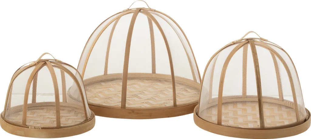 Set de Plateau en Bambou Bicolore Blanc et Naturel avec Couvercle