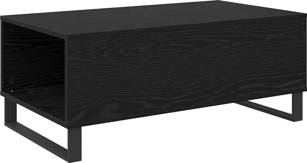 SYFAX Tavolino da Salotto Rovere Nero con Cassetto 90x50x36,5 cm