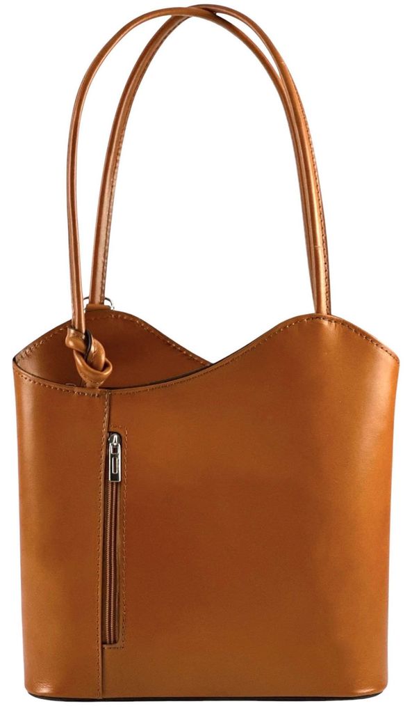 Damen Rucksack Umhänge Hand Freizeit Tasche Echt Leder Italien 30697 Cuoio