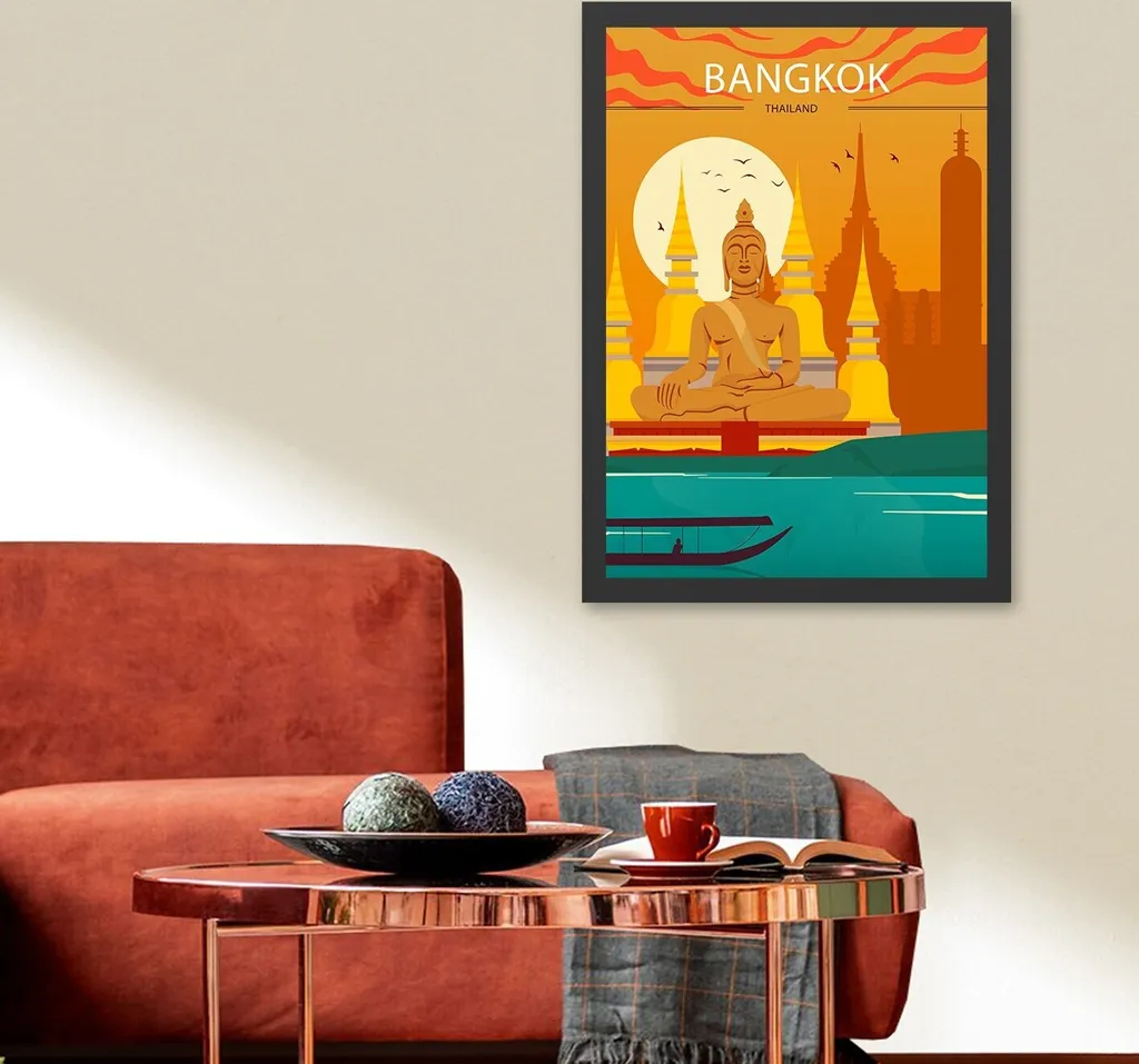 Tableau Multicolore Bangkok 2 Wallity en MDF avec Cadre Robuste 40x55cm
