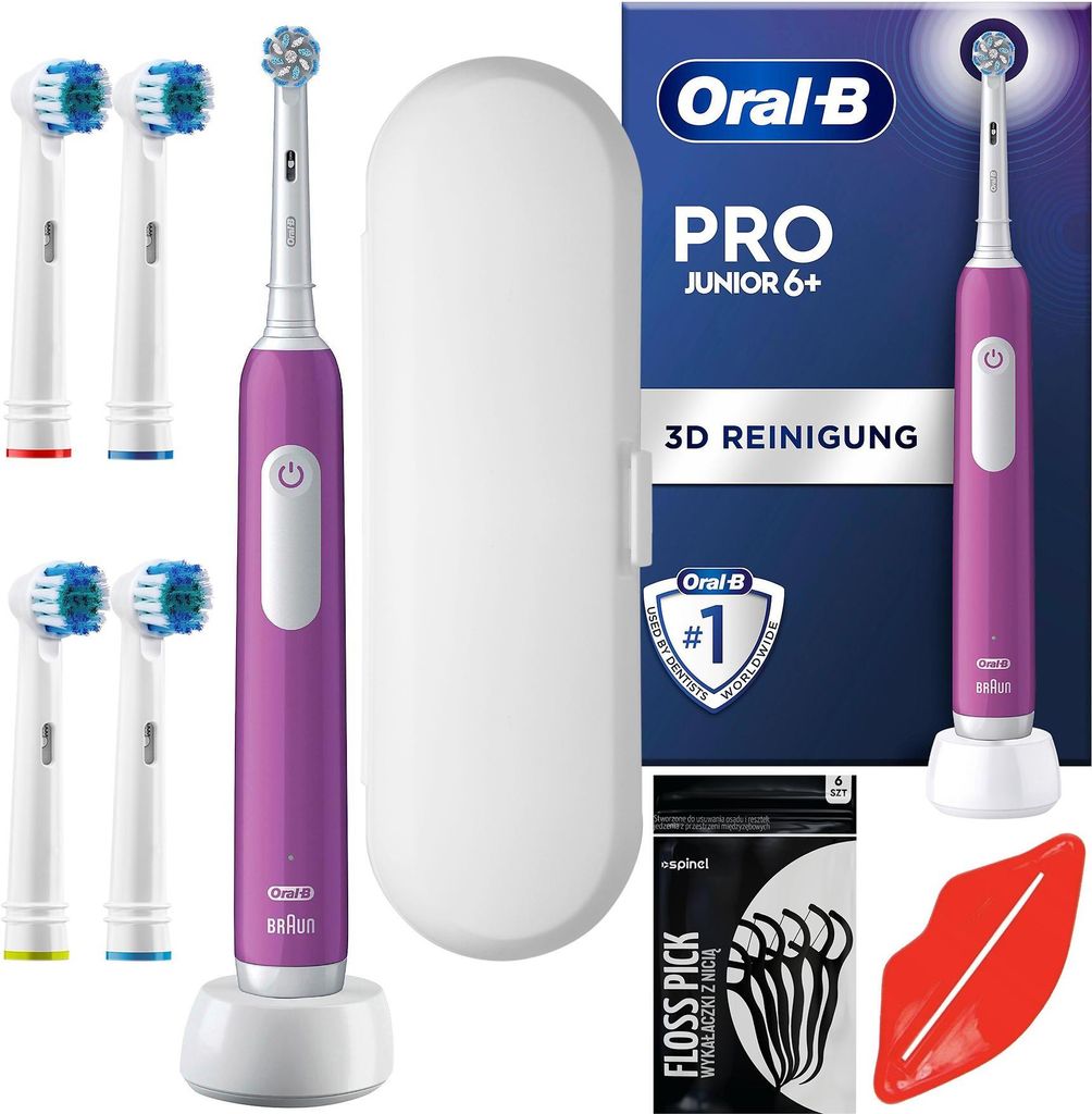 Oral-B Pro Junior 6+ Elektrische Zahnbürste, Lila + Weißes Produktbild 