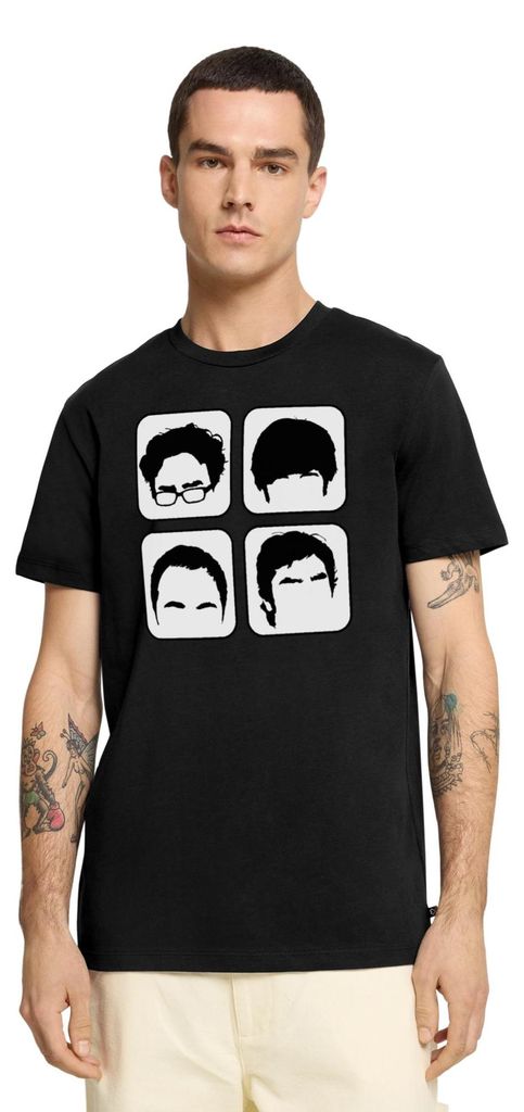 Spreadshirt The Big Bang Theory Frisuren Köpfe Team TBBT Männer Premium T-Shirt, S, Schwarz
