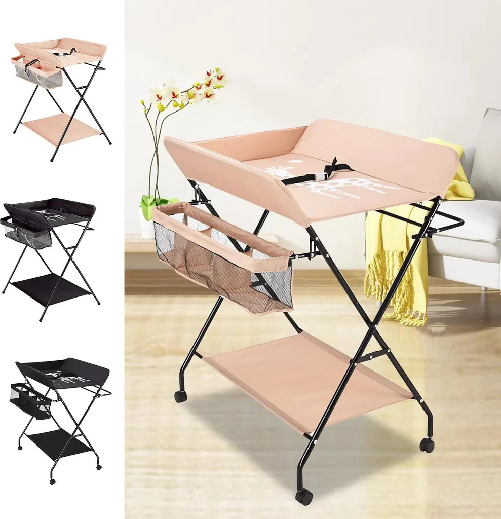 Table à langer pour bébé avec roulettes et rangements - Série Compact