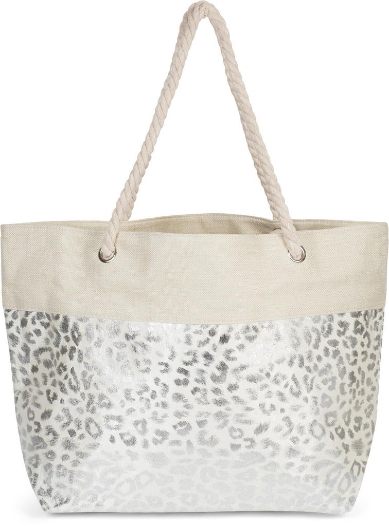styleBREAKER Große Strandtasche mit Metallic Leo Print | Produktbild 