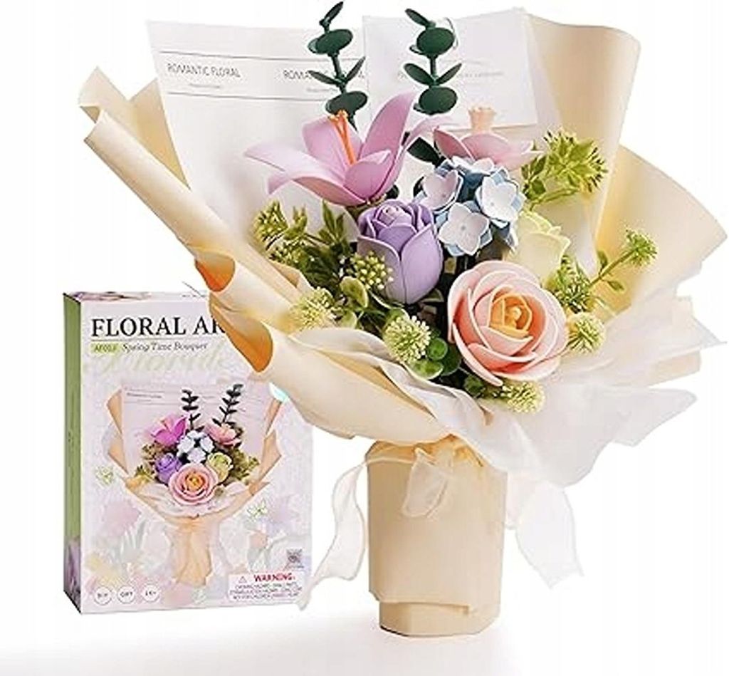 Künstliche Blumen Blumenstrauß Bausteine 3D-Puzzle für Valentinstag Frauentag