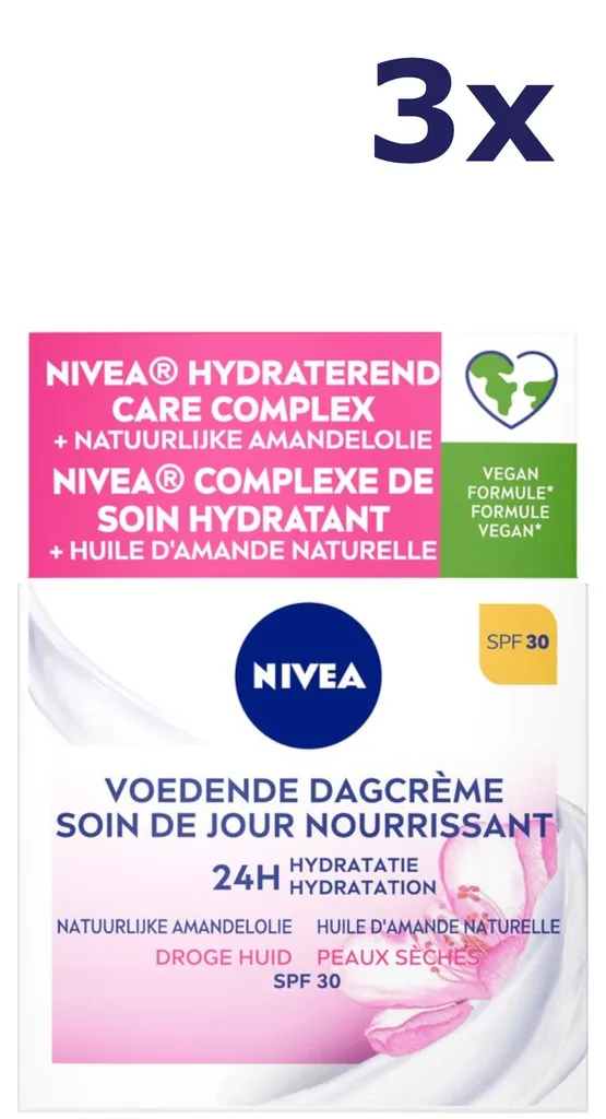 Crème de jour NIVEA hydratation intense visage peaux sèches 3 x 50ml