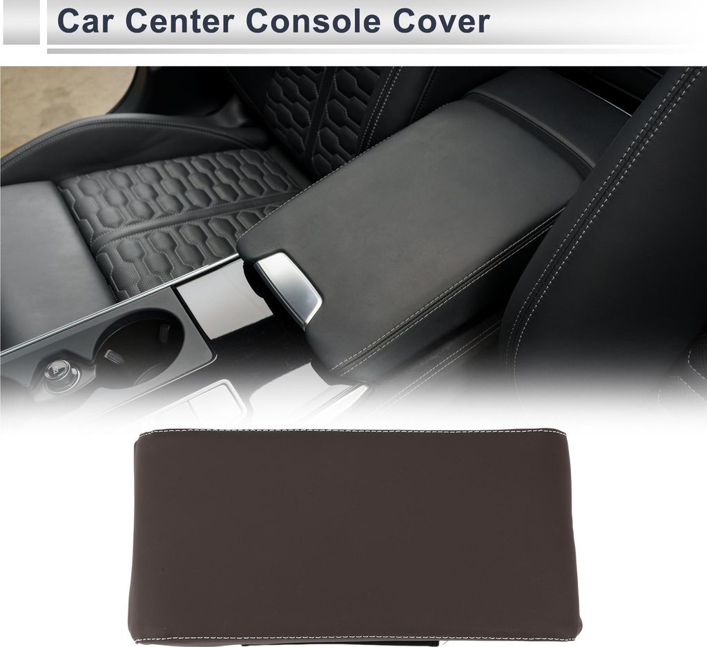 Auto Mittelkonsole Abdeckung Mittelkonsole Kissen 12.6"x6.3"x1.97" Dunkelbraun Nappa Leder Memory Schaum