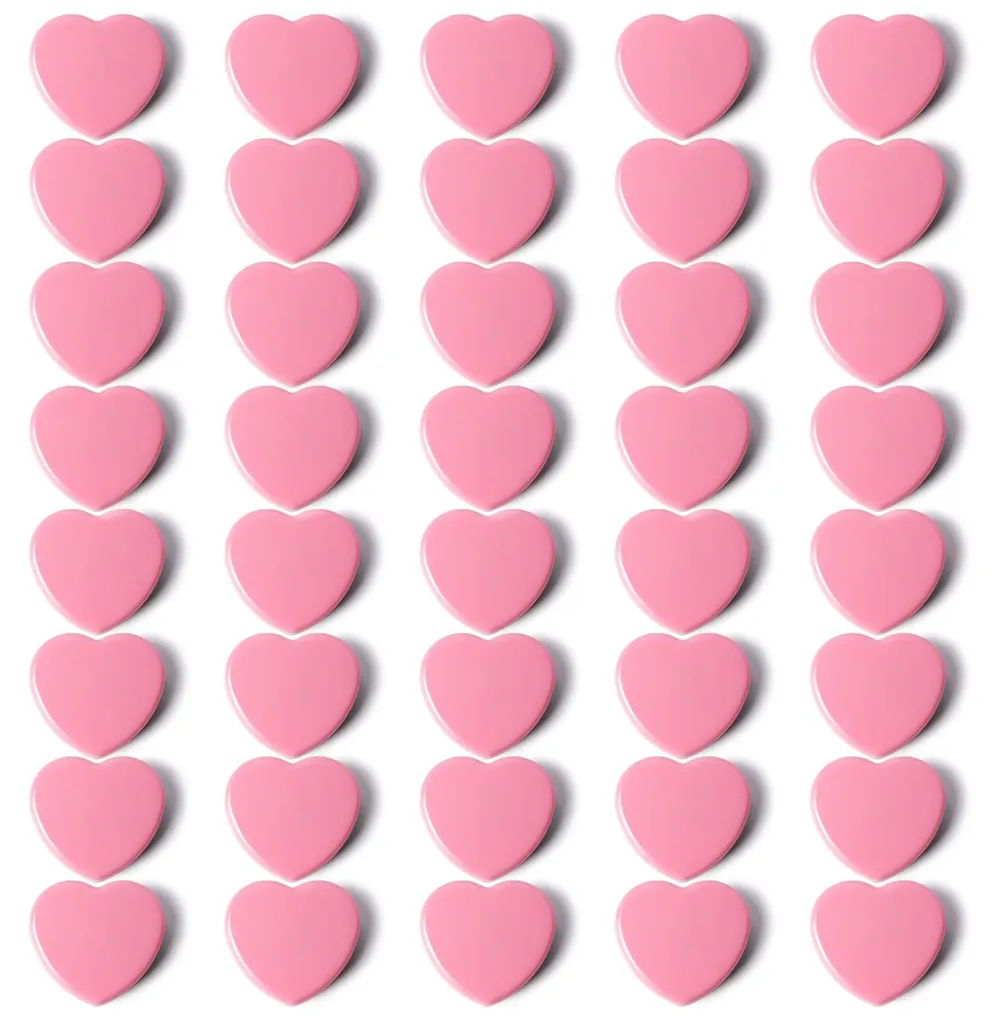 Aimants pour Tableaux Magnétiques : 40 Mini Cœurs Roses Puissants