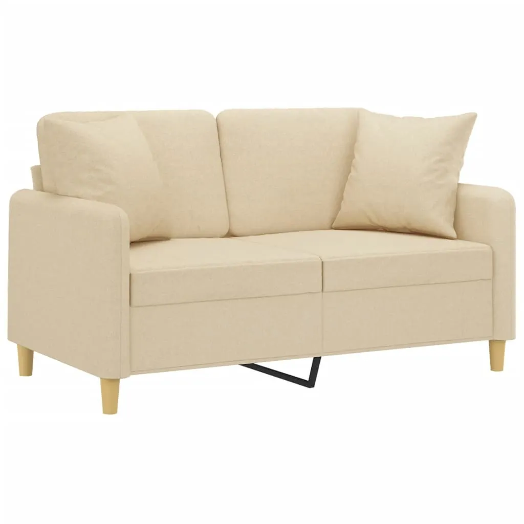 Canapé 2 places en tissu crème 120 cm avec coussins moelleux inclus