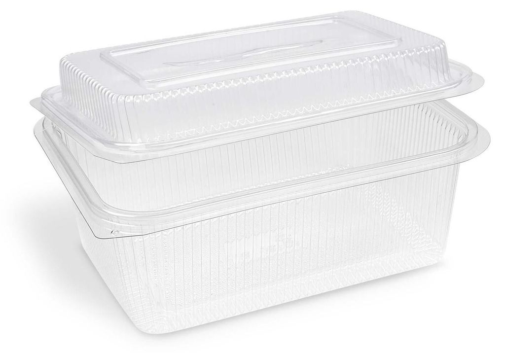 50x Rechteckbecher klar mit Deckel 2000 + 450 ml (rPET) Produktbild 