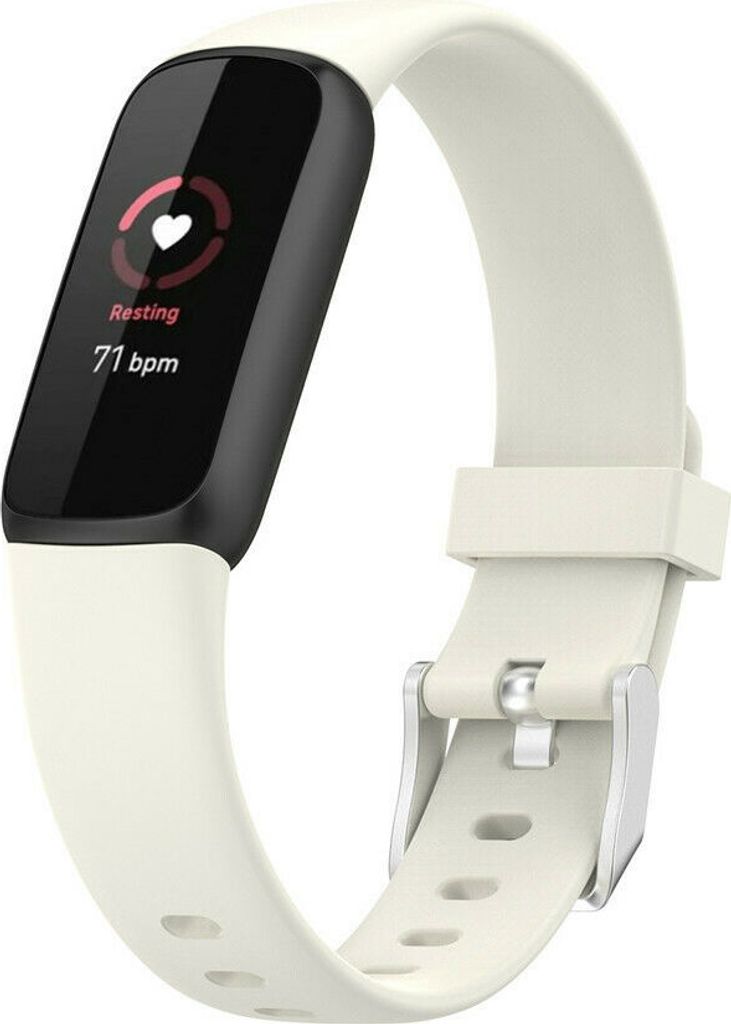 Strap-it Fitbit Luxe Silikonarmband ( Sandweiß ) - Große: Produktbild 