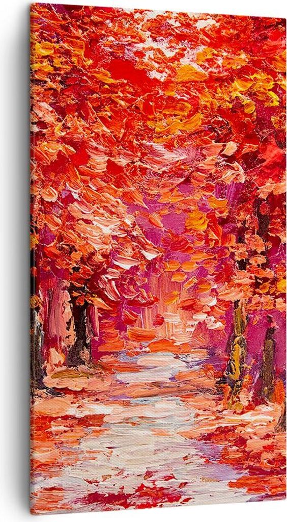 Bild auf Leinwand - Leinwandbild - Einteilig - Herbst Park Allee - 45x80cm - Wand Bild - Wanddeko - Wandbilder - Leinwanddruck - Bilder - Wanddekor...