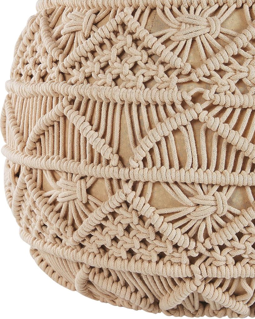 BELIANI Pouf Beige Baumwolle Rund 40 x 40 cm Gestrickt Produktbild 5