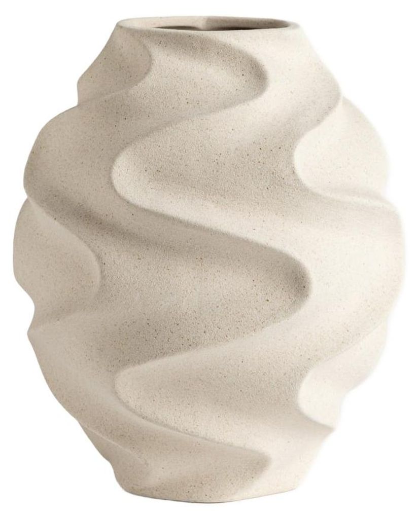 HOMLA Keramikvase NOIRE, beige, gewellt, 16,8 x 25,5 cm Produktbild 