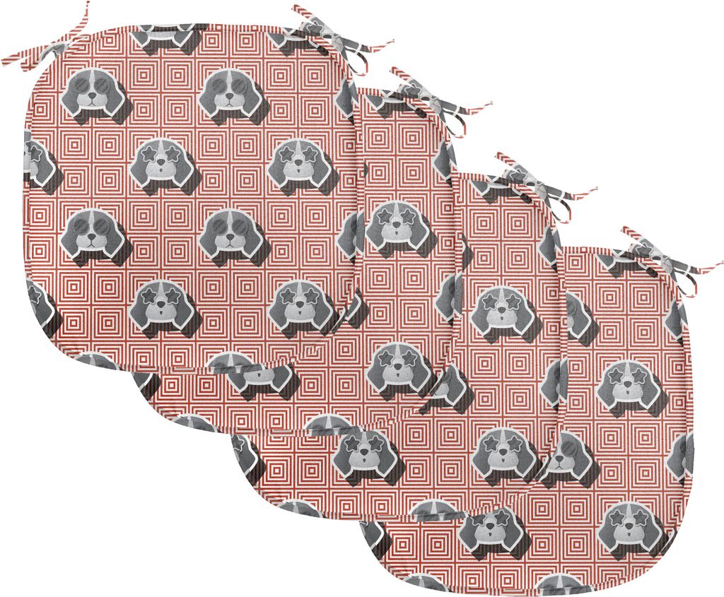 ABAKUHAUS Hund Polster für Esszimmerstühle, Beagle-Welpen-Squares, Dekoratives wasserfestes Kissen mit Riemen für Küchensitze, 40 cm x 40 cm-4e...