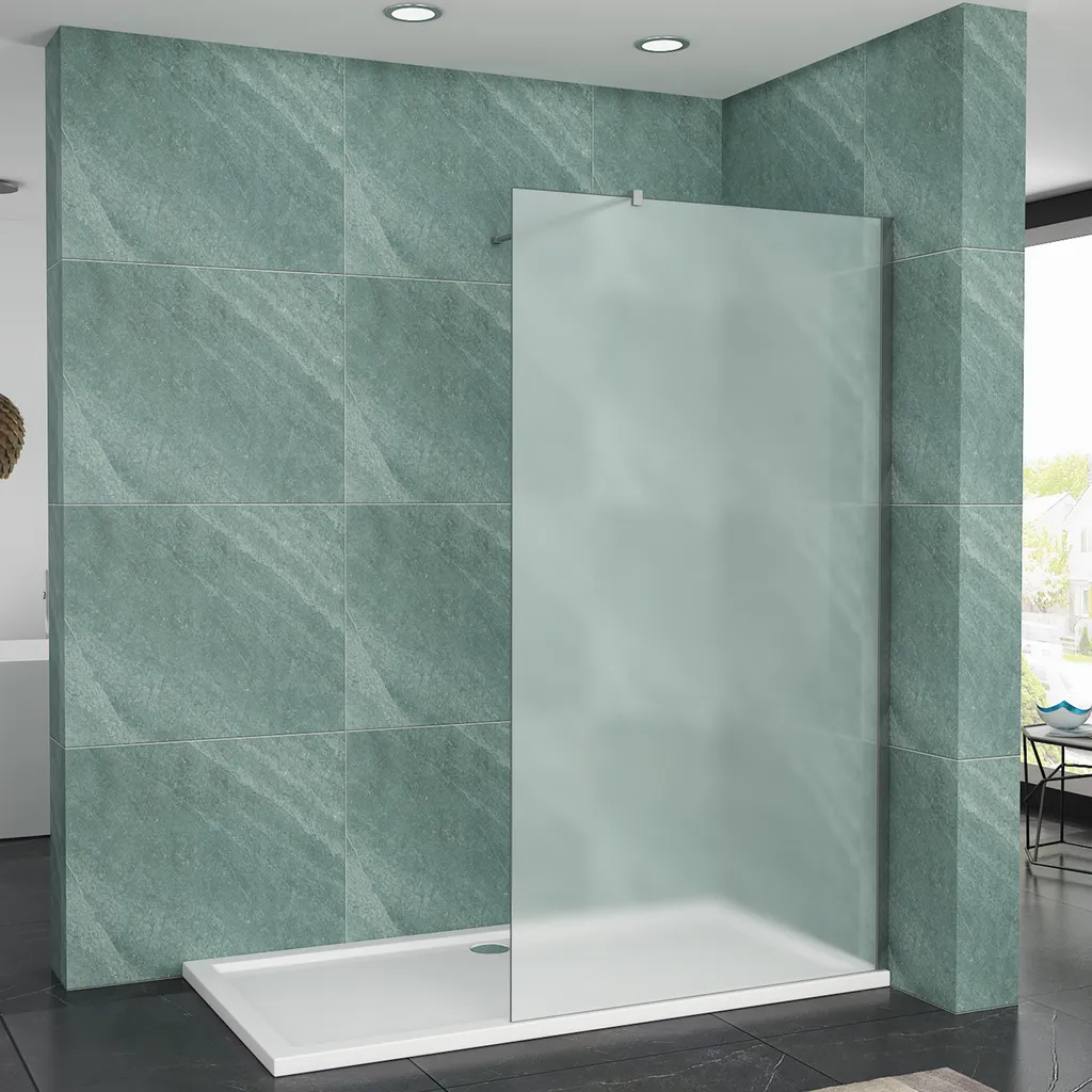 Paroi de douche fixe 110x200 cm avec Verre Trempé Satiné Anti-calcaire