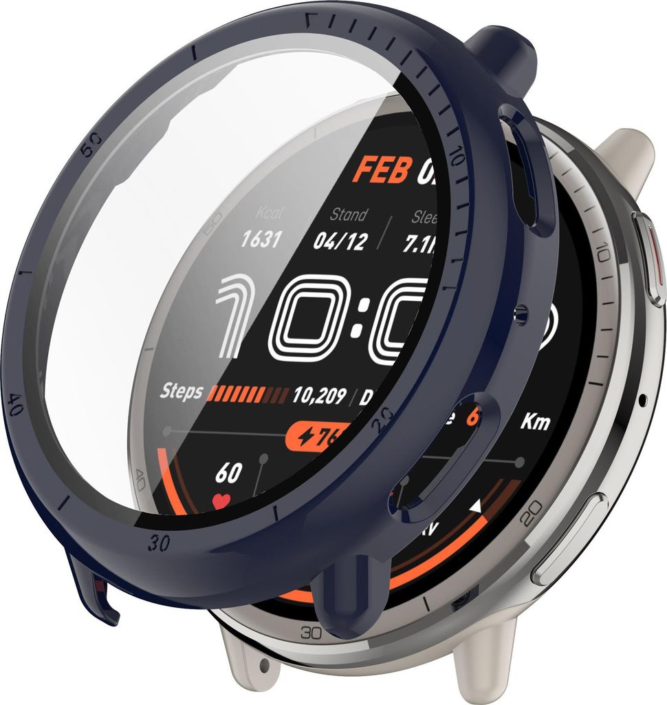 Strap-it Hartschalenetui mit Bildschirmschutz - passend für das Amazfit Active 2 (dunkelblau)