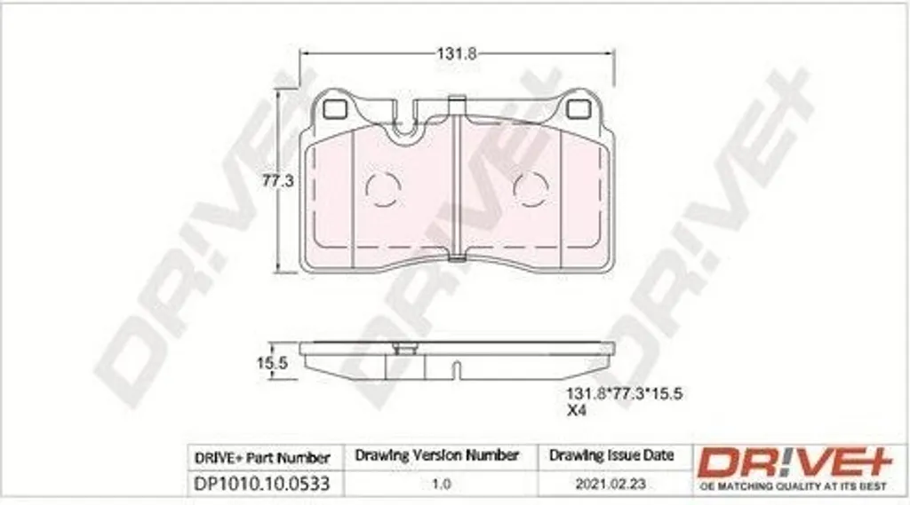 Plaquettes de frein avant Dr!ve+ DP1010.10.0533 - Touareg 7L 7P - Sécurité