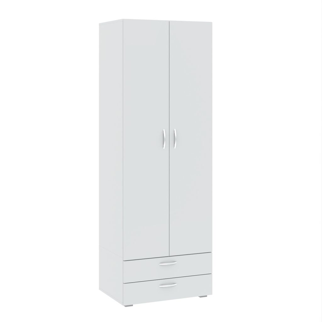 Dvoudveřová šatní skříň 74 cm se šuplíky RICHLAND - bílá Obrázek produktu 