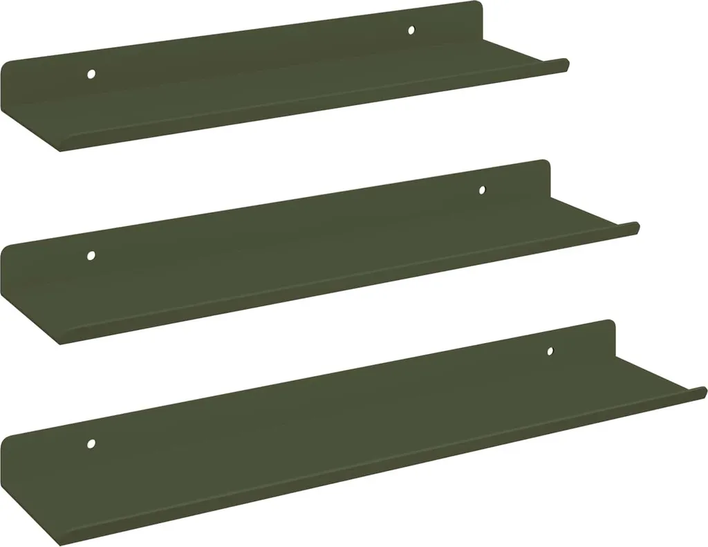 Scaffale 3 Pezzi in Acciaio 40x9x2,5 cm | Mensola Verde Oliva