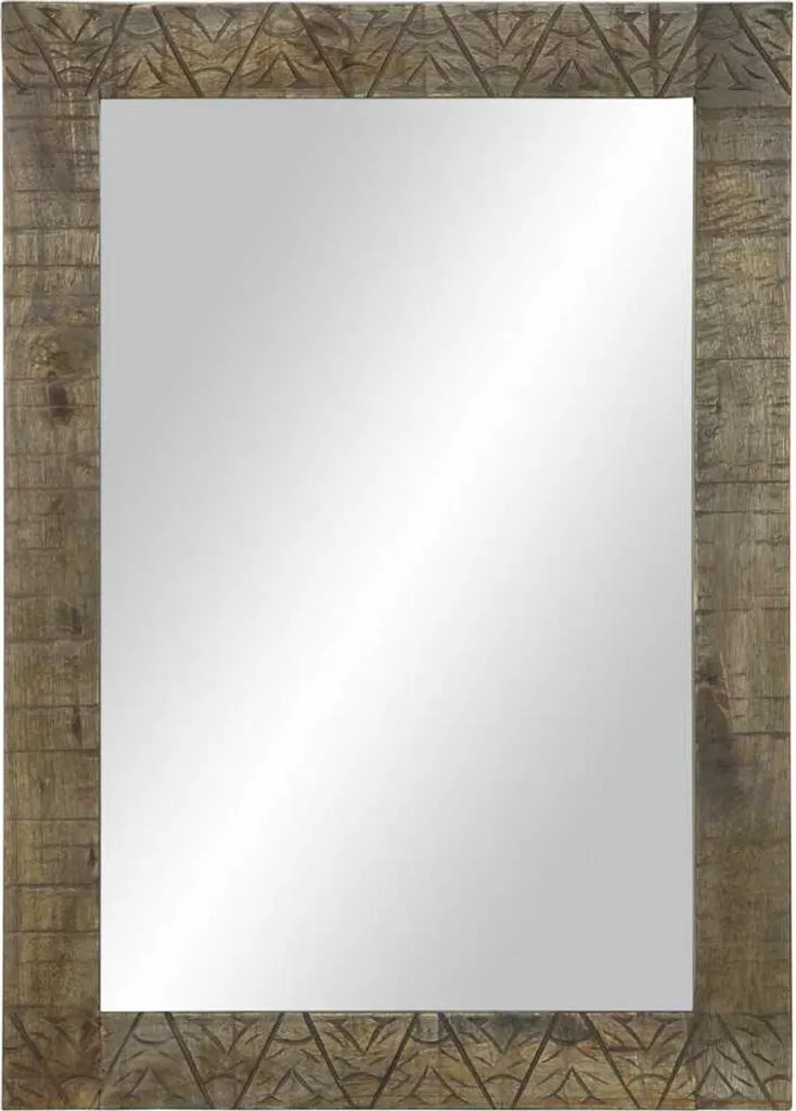 vidaXL Miroir de Salle de Bain Gris 50x70 cm en Bois de Manguier Massif